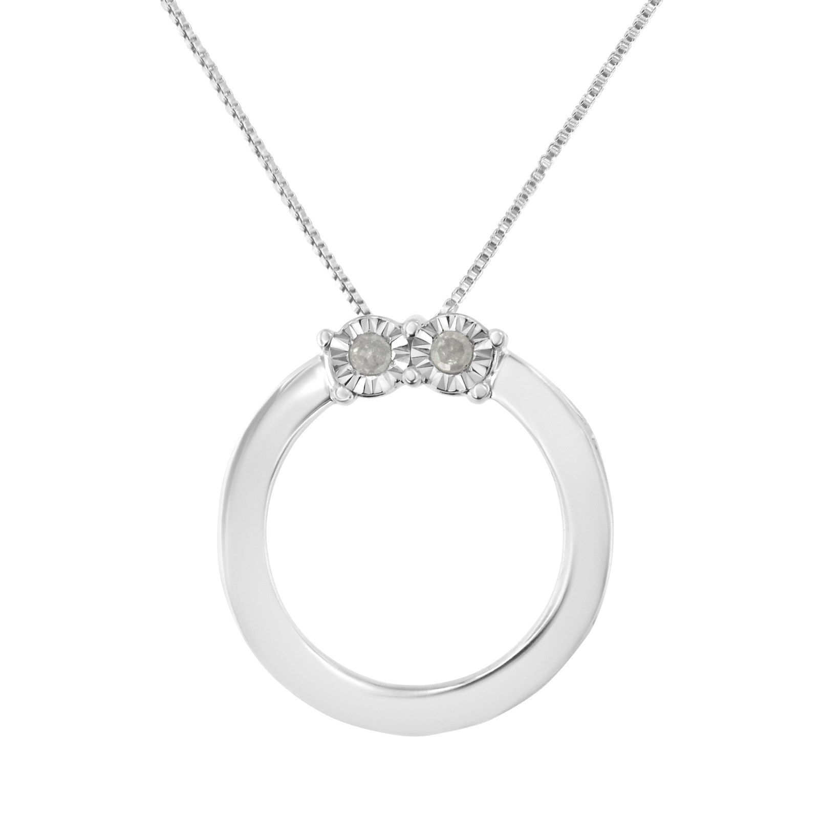 Haus Of Brilliance Silver 2 Stone 'Together Forever' Circle Pendant Necklace